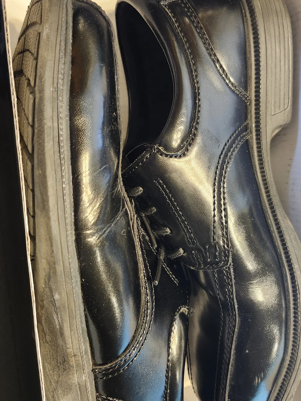 Florsheim Work FS2000 Men’s 9.5 D Black Leather Steel Toe Dress Oxford Shoes SD